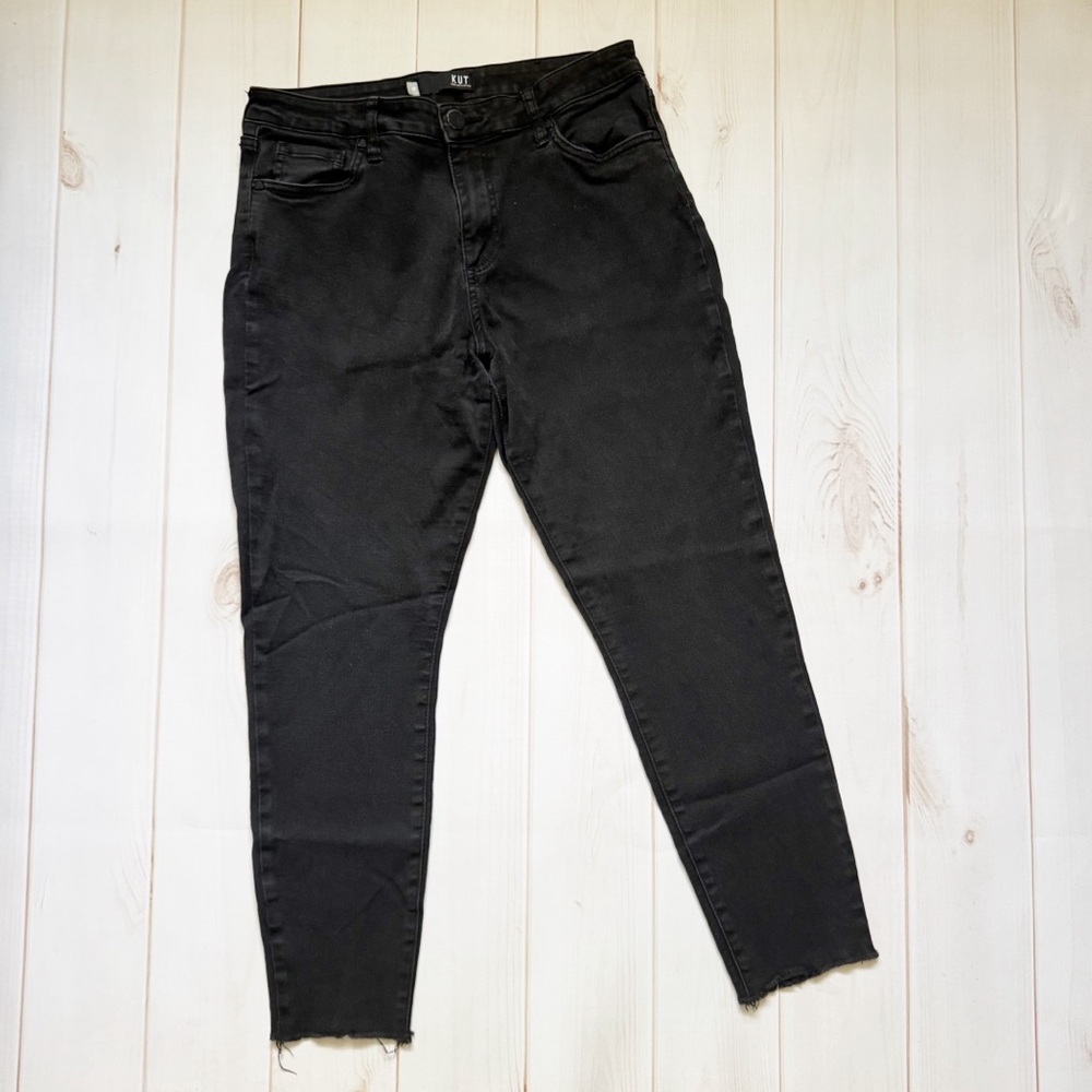 Kut from the Kloth Black Ankle Skinny Raw Hem Jeans